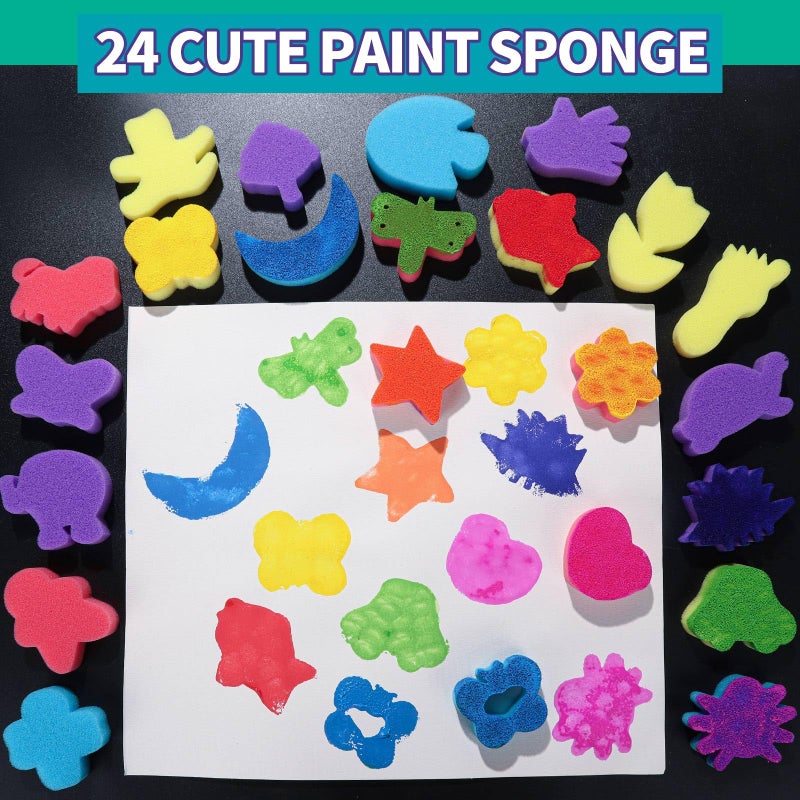 YGDZ Paint Sponges for Kids, 39pcs Early Learning Toddlers Sponge Paint Brushes Stamps Foam Art Craft Drawing Tools - Image 5